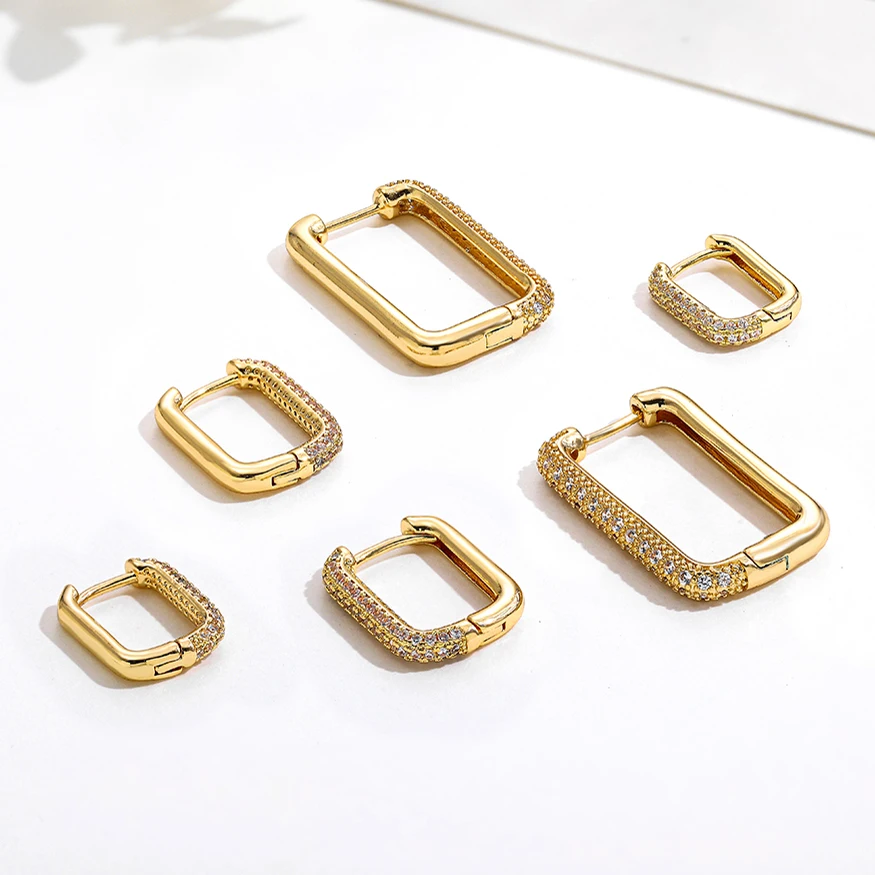 small rectangle hoop earrings