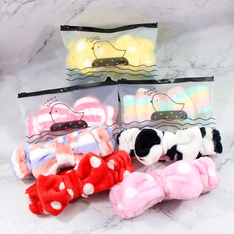 

Bag Packed Omg Letter Turban Hair Accessories Coral Fleece Wash Face Bow Hair Band For Women Girls Headbands Headwear Hair Bands