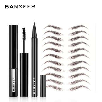 

BANXEER Eye Makeup Set 3pcs 4D Mascara+ Waterproof Eyeliner Pen+ Natural Hair Like Eyebrow Tattoo Stick Makeup Kit Eye Cosmetic