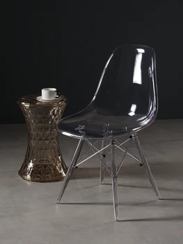 

transparent chair Nordic style without armrests simple backrest lounge chair net red acrylic crystal chair