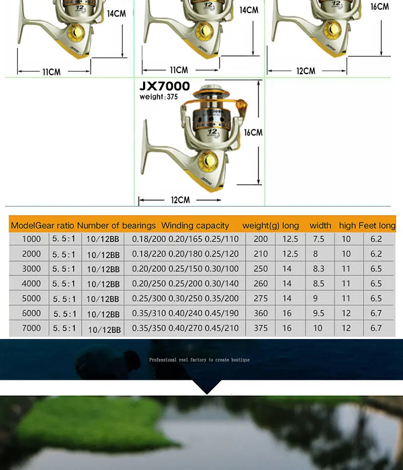 Esferas de Rolamento Acessórios para Pesca Molinete para Pesca com 12 5.5:1 1000-7000series 11 Molinete para pesca com 12 esferas de