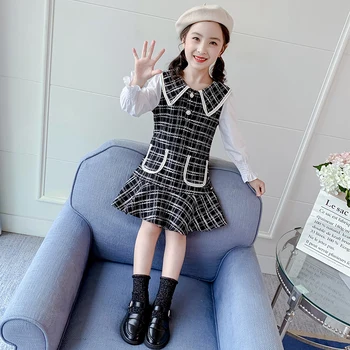 

Teenage Girls to school dress for spring kids clothes British design plaid dresses toddler children girl clothing dress birthday