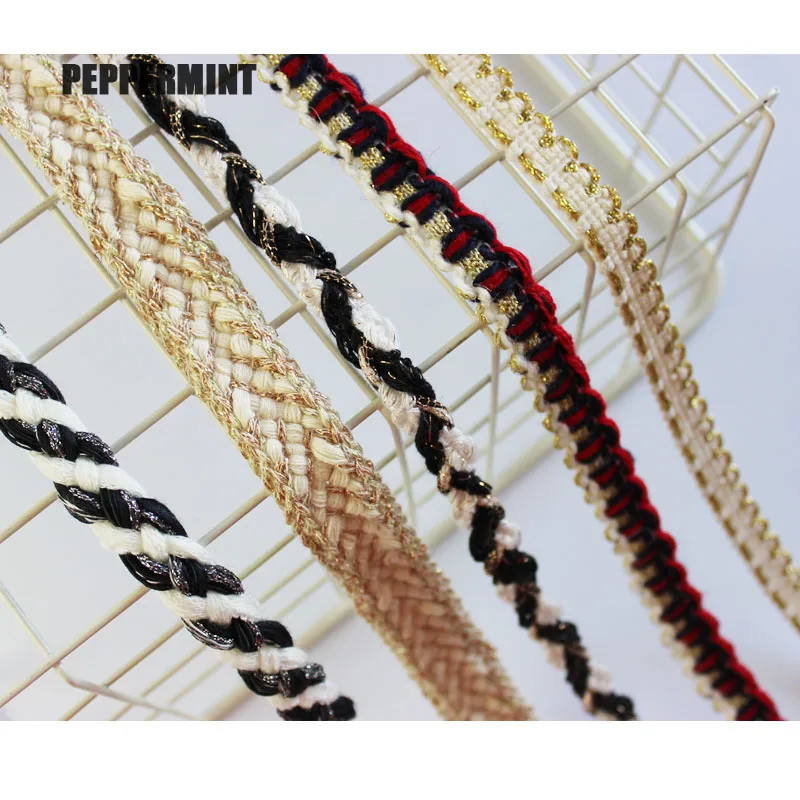 

1yard Cotton Braid Trim golden Mixed Rope Lace deco woven Webbing Sewing Accessory for Garment DIY Trimming