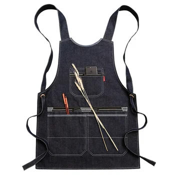 

Denim Apron for men and women Chef Kitchen BBQ Grill with tool pocket apron