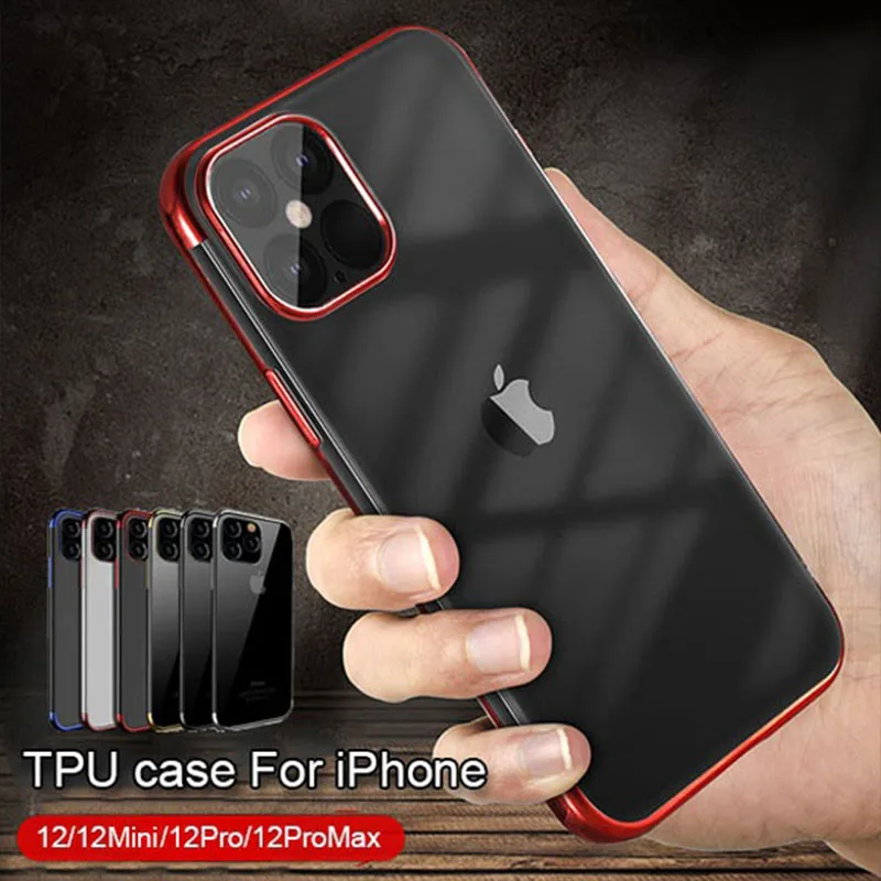 Soft TPU Case For iPhone 12 Pro max Cover For iPhone 12 Mini 11 Pro Max 6s 8 7 Plus XR XS Max SE2020 Anti-scratch plating Cases