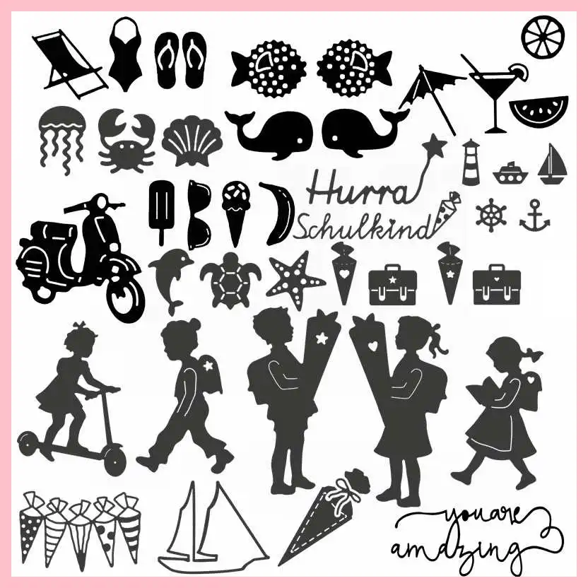 

Human Animal Food Transportation Letter Metal Cutting Dies Decorate Scrapbook Craft Cards Stencils Embossing Die Cut New 2019