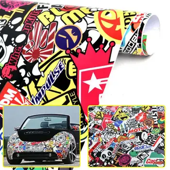 

EIDRAN Cartoon Rock Panda Graffiti Car Sticker Bomb Wrap Sheet Decal Sticker