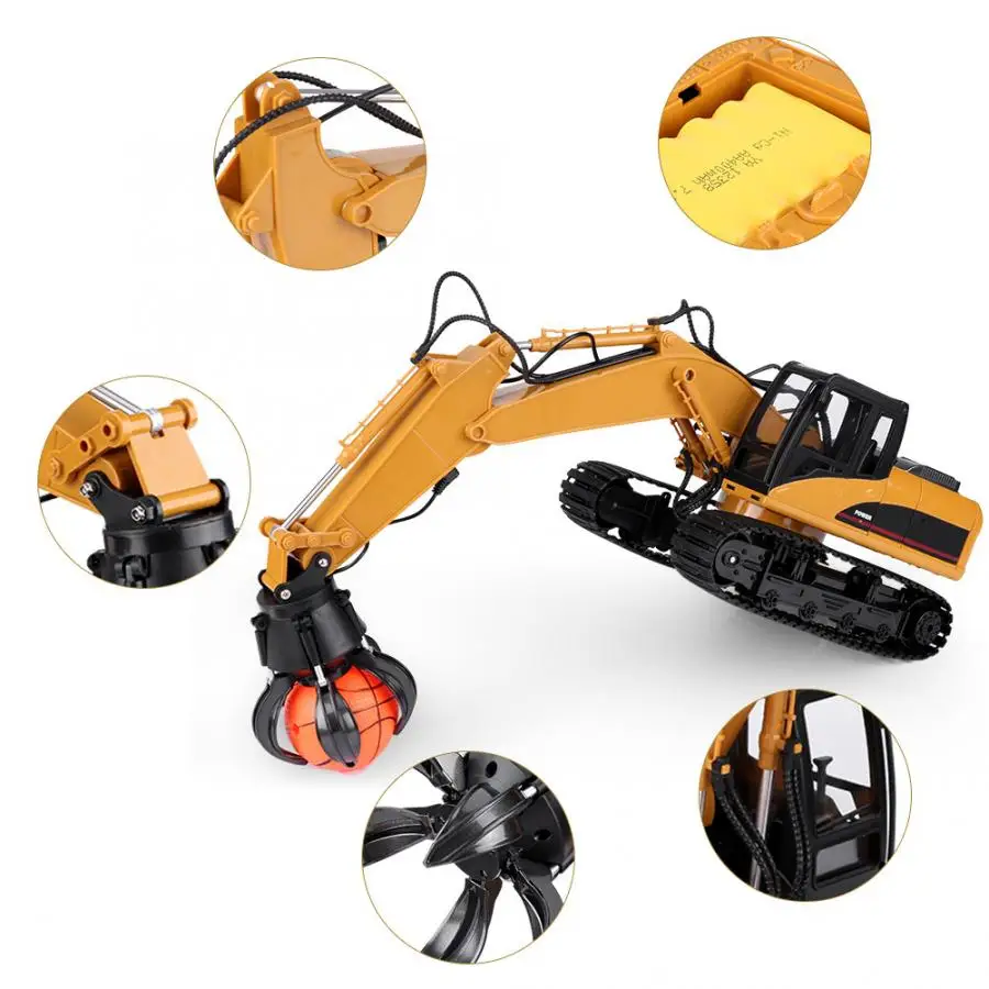 HUINA1571 1/14 2,4G 16CH RC электрический грузовик с дистанционным управлением захватом Инженерная модель автомобиля вращающаяся на 680 градусов Строительная игрушка
