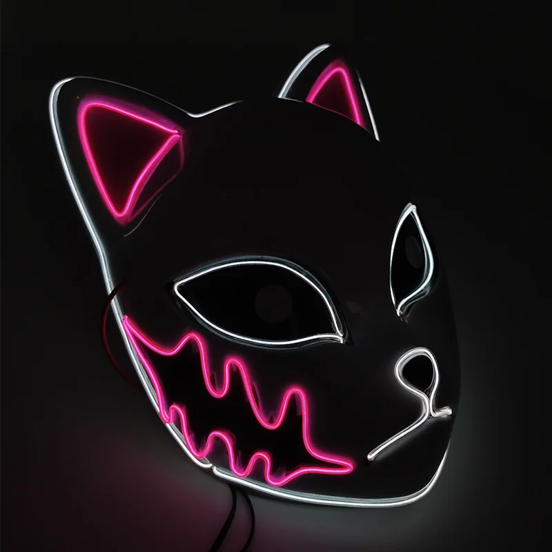 sexy anime cosplay Demon Slayer Glowing EL Wire Mask Kimetsu No Yaiba Characters Cosplay Costume Accessories Japanese Anime Fox Halloween LED Mask funny halloween costumes