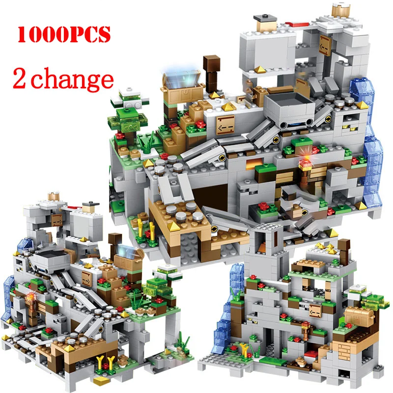

1000pcs My World Mountain Cave Building Blocks Toys Compatible Legoed City Minecrafd Figures Technic Bricks Toys For Children