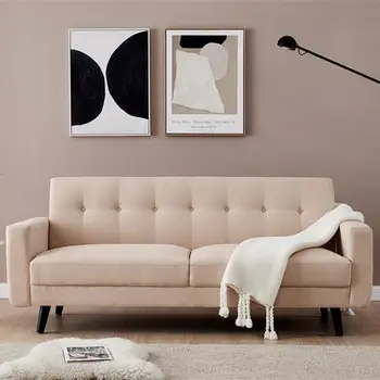 

Mid-Century Modern Sofa, Fabric, 79"W, Beige
