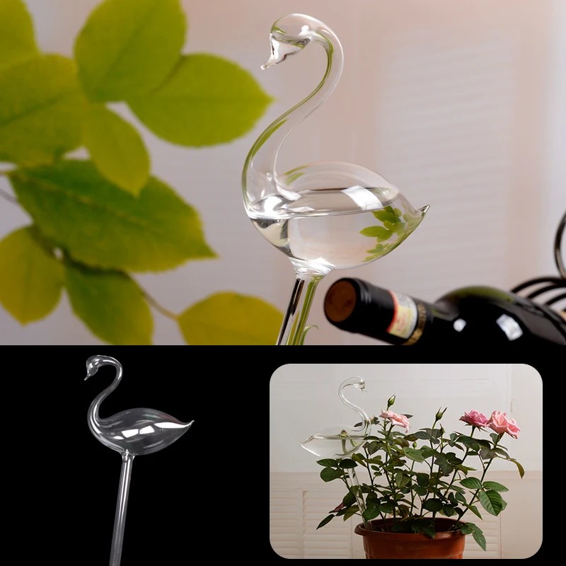 Портативный Фламинго стеклянная Автоматическая ваза для полива подарок украшение для дома, сада