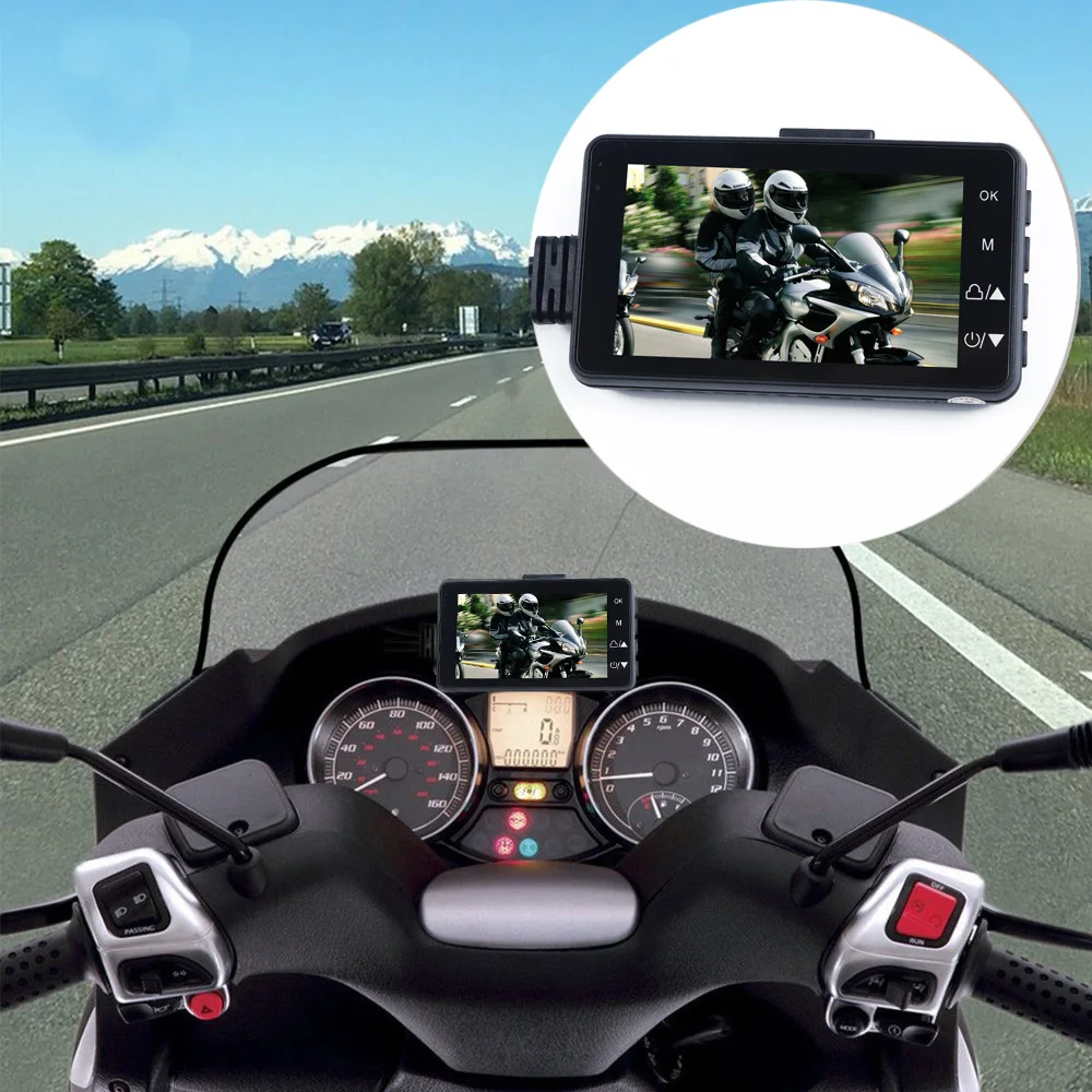 Video Cameras 3'' LCD Recorder for Motorcycle Black 1280*720P/30 ABS Action 140° wide fish-eye angle