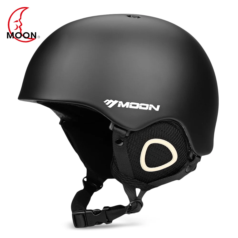 MOON Открытый Интегрированный лыжный шлем с регулируемым ремешком вентиляционные спортивные шлемы для велоспорта катания на лыжах - Цвет: Black
