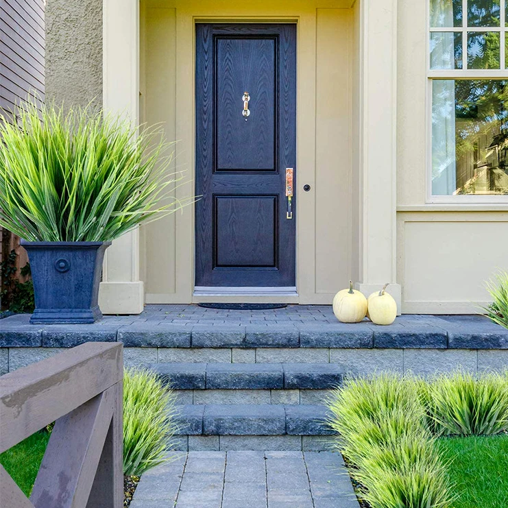 Simulation Green Plants,40cm7 ForksSpring Grass, Indoor and Outdoor Home Garden Decoration,Wedding Venue Layout Green Road Guide