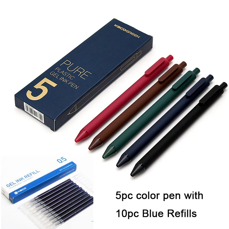 Xiao mi KACO Sign Pen, mi пластиковая гелевая чернильная ручка, цветная/черная чернильная ручка, 0,5 мм, долговечная ручка mi Signing, канцелярские принадлежности - Цвет: Pen Add Blue Refill