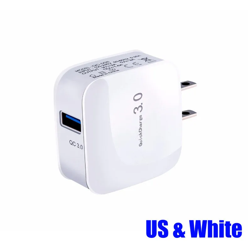 US White Charger USB зарядное устройство Быстрая зарядка 3,0 быстрый мобильный телефон 18 Вт портативное настенное зарядное устройство адаптер для iphone samsung J3 J5 J7 huawei xiaomi - Тип штекера: US White Charger