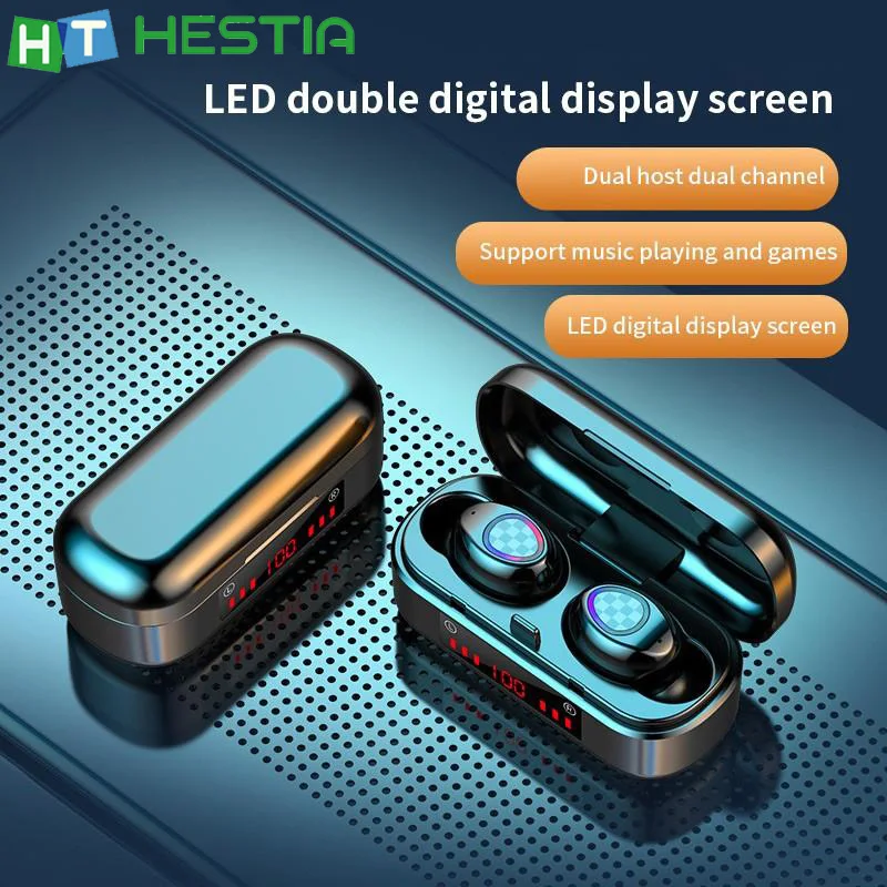 

V7 V8 TWS True Wireless Bluetooth Earphone Waterproof Portable Earbuds LED Double Digital Display Noise Cancelling Headsets