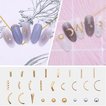

3D Nail Metal Rivets Silver Nails Flat Bottom Beads Pearl Multi Size Nail Art Decorations Accessories DIY Design Tool
