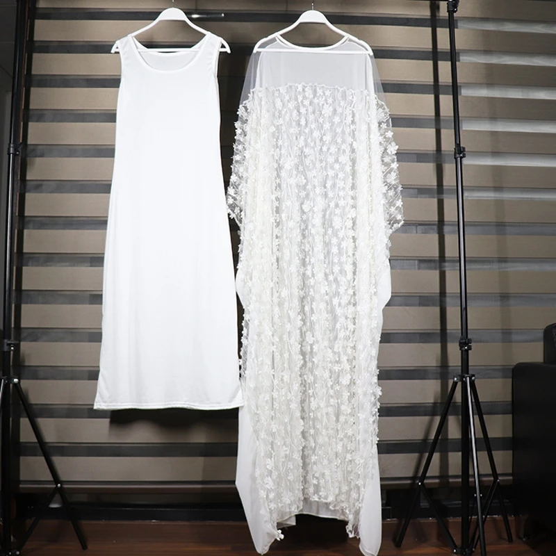 2 piece white maxi dress