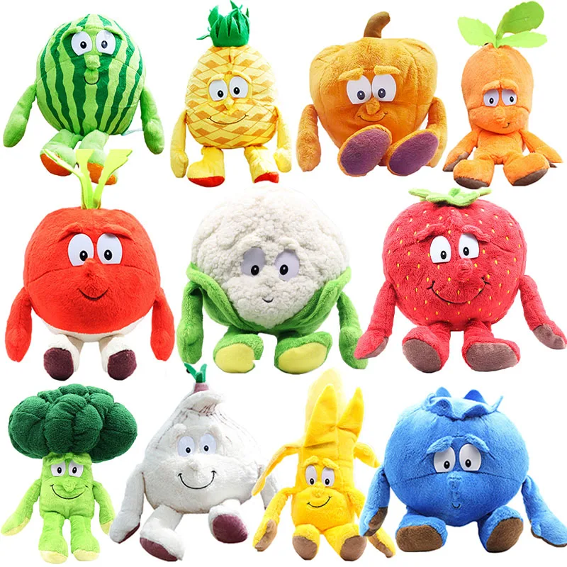 

25cm Fruits Vegetables Plush Toy Garlic Strawberry Broccoli Watermelon Pumpkin Soft Stuffed Plushie Doll Baby Gift Free Shipping