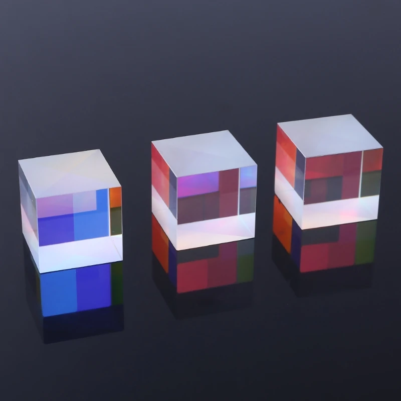 Красочные комбайнер Splitter кросс Двуцветные куб RGB Призма оптический Стекло в