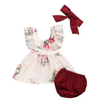 

Baby Girls Clothes Summer Cotton Girl Princess Dress Sleeveless Backless Doll Shirt Shorts Suit Girl Dress