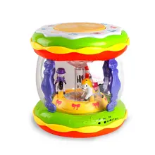 Раннее детство образование головоломка карусель музыка ручные барабаны перезаряжаемые Mp3 микрофон раннее образование история машина
