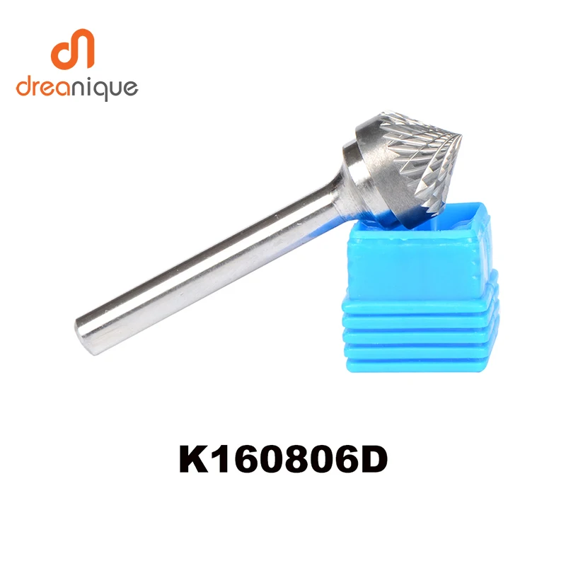 

Tungsten carbide K type cone 90 degree 16*8mm rotary burr file cutter grinding and abrasive tool K160806 6mm shank milling tools