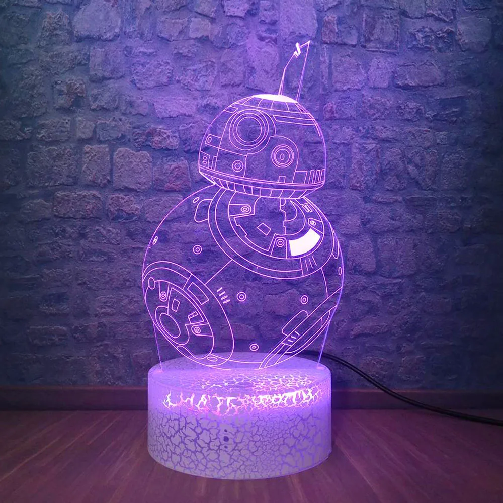 3D Звездные войны, Звезда смерти BB8 ночник 7 цветов меняющийся светодиодный настольная лампа с иллюзией для детей прикроватный Декор Usb Touch Lampara подарки