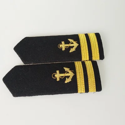 2 bars Высокое качество Роскошный Seaman пальто эполеты авиация пилот корабль слюнявчик значок футболки-униформы повязки костюм аксессуары - Цвет: 2 bars