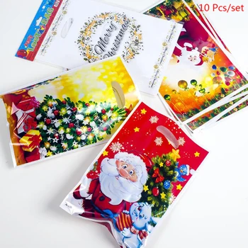 

10Pc/set Christmas Candy Packaging Bag Xmas Wrapping Pouch Gift Bags Decorations