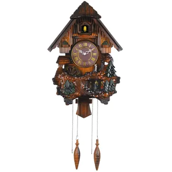 

Large Wood Cuckoo Clock Bird Living Room Pendulum Clock Wall Bell Garden Modern Bedroom Decor Gift Bathroom Clock Scenic 03