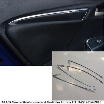 

For Honda FIT JAZZ 2014 2015 2016 Car ABS Silver Inside Inner Door Armrest Trim Window Glass Panel Cover Frame Molding 4pcs