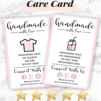 

Custom Care Care Instructions, DIY Product Care Instruction,Handmade Loves Pinks Printable Care Card, Customer Care Card