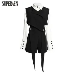 SuperAen женские Модные комплекты в европейском стиле дикий 2019 Осенняя новая рубашка с длинным рукавом для малышей, мальчиков с длинными