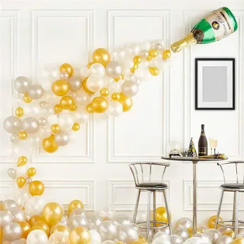 

151pcs Pearl Gold Transparent Balloon Foil Wine bottle Baby Birthday Party Decoration Balloons Room Backdrop decor Supplies