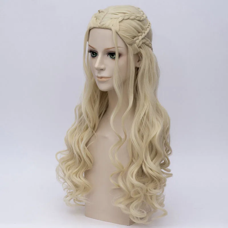

Daenerys Targaryen Cosplay Wig GAME OF THRONES Dragon Mother Gold Long Wavy Blonde Hair Wigs Cos Halloween Party Wig Prop