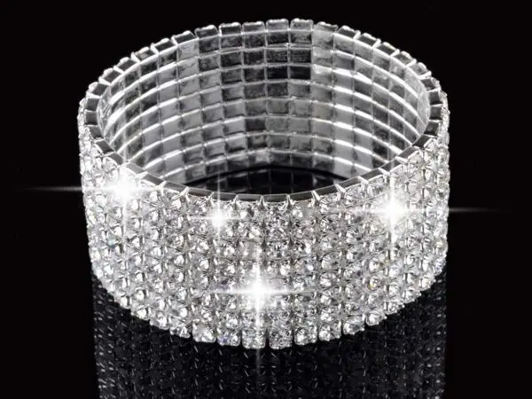 Crystal Bracelet 4/5/8 Rows Full Crystal Rhinestone Elastic Bracelet Gold Bangle Wristband Women Wedding Bridal Jewelry