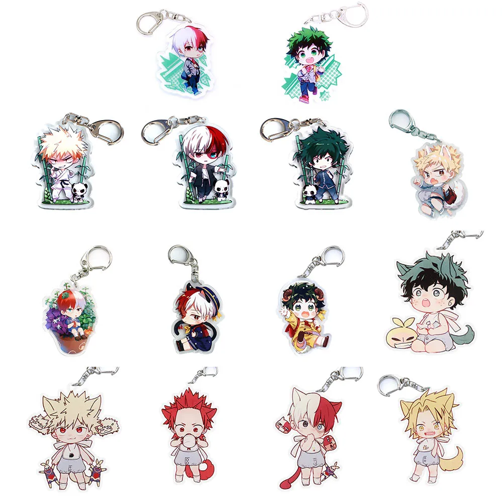 Аниме фигурка брелок IZUKU SHOTO KATSUKI металлический мультяшный Boku No Hero Academia веер