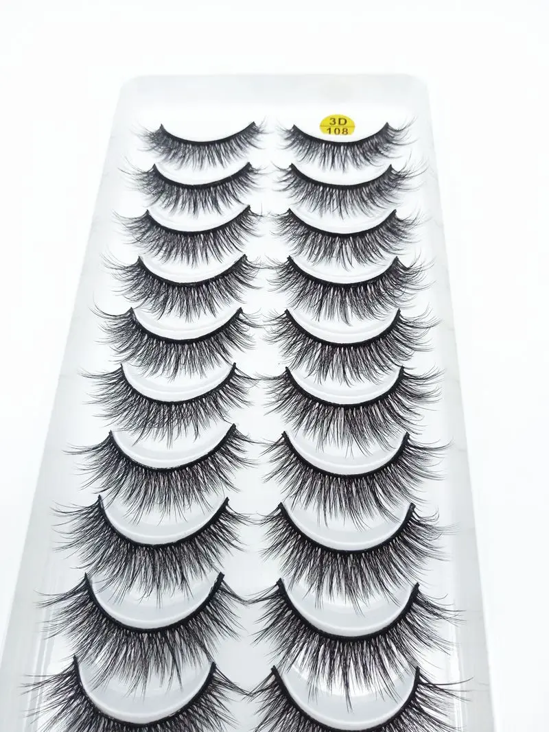 10 пар/компл. макияж Natural3DVolume норки искусственные завитые ресницы крест длинный толстый ресницы серо-коричневого цвета Мягкая ручной наращивание ресниц