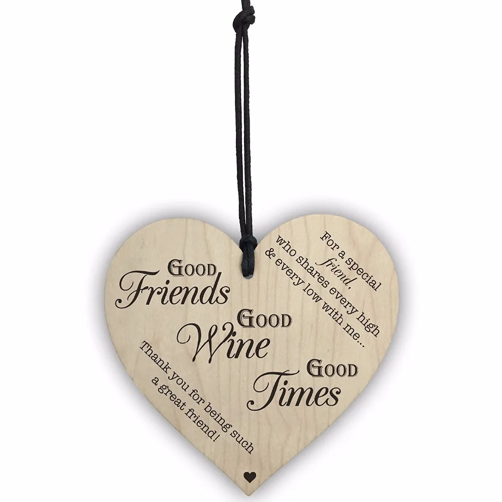3-Meijiafei-Good-Friends-Good-Wine-Good-Times-Wooden-Hanging-Heart-Friendship-Alcohol-Plaque