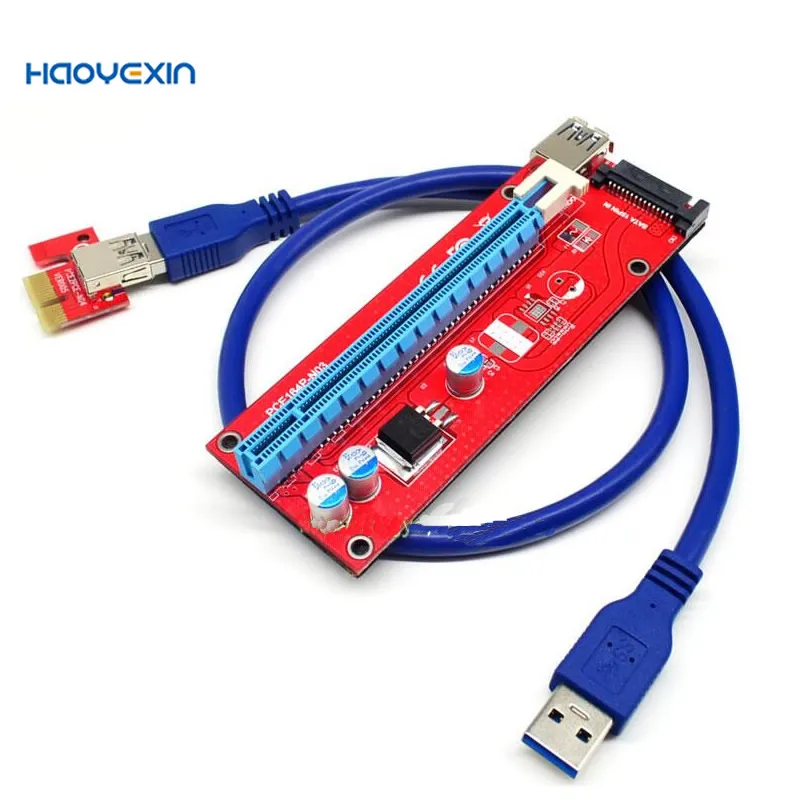 Карта расширения haoyexin HYX-007S PCI Express, 1x до 16x USB 3,0, Кабель-адаптер SATA pcie, переходник для майнинга биткоинов, оптовая продажа