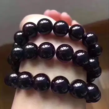 

Pure natural black tourmaline round bead single circle bracelet mancuernas breloque joyeria fina bransoletka meska breloque