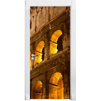 

Self Adhesive Decal PVC View Yellow Build Waterproof Art Home Decor Suit for Steel Door Paper DIY Living Room 3D Print Sticker