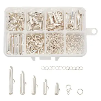 

DIY Making Jewelry Findings With Slide On End Clasp Ends with Twist Extender Chains Jump Rings and Lobster Claw Clasp