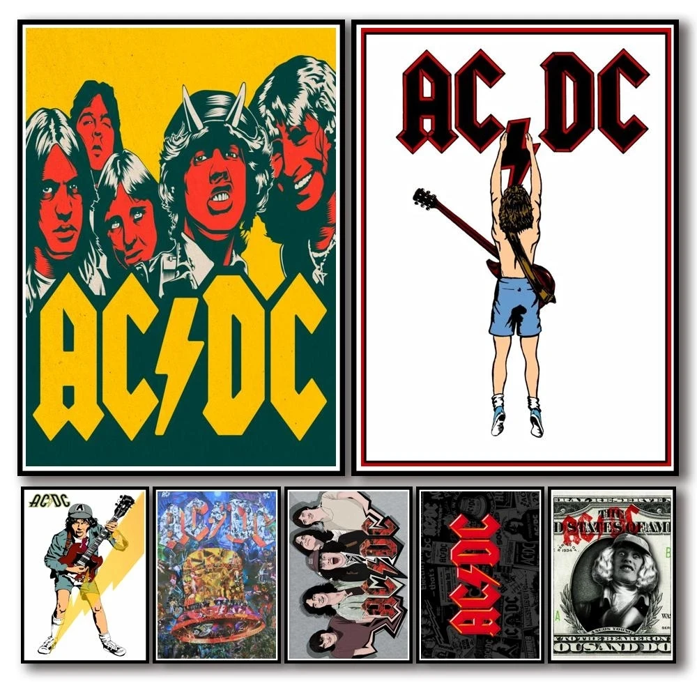30-Designs-AC-DC-Band-Whitepaper-Poster-Rock-Home-Decor-Wall-ART-Canvas ...