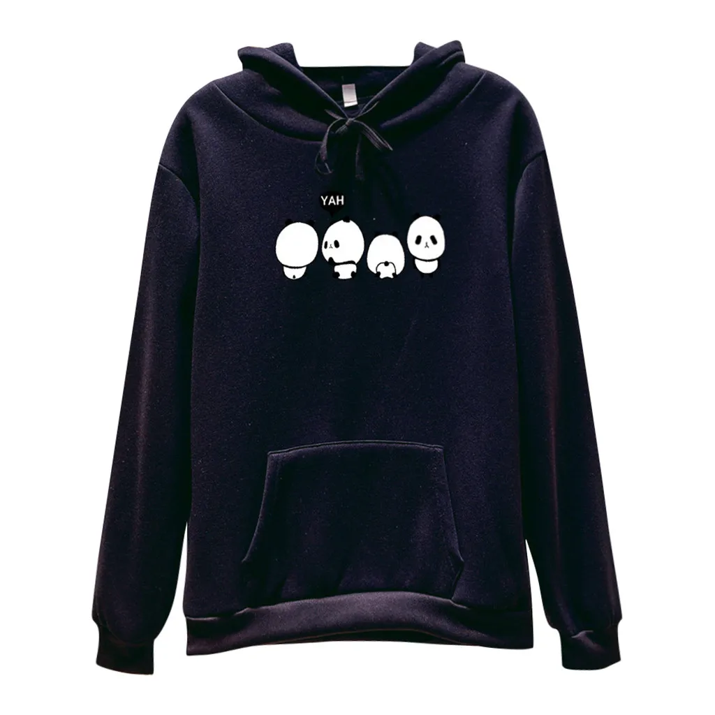 Jaycosin Fashion Autumn Women Loose Character Hoodie Pocket Sweatshirt Stylish Long Sleeve Comfortable Casual Pullover Top 107#4