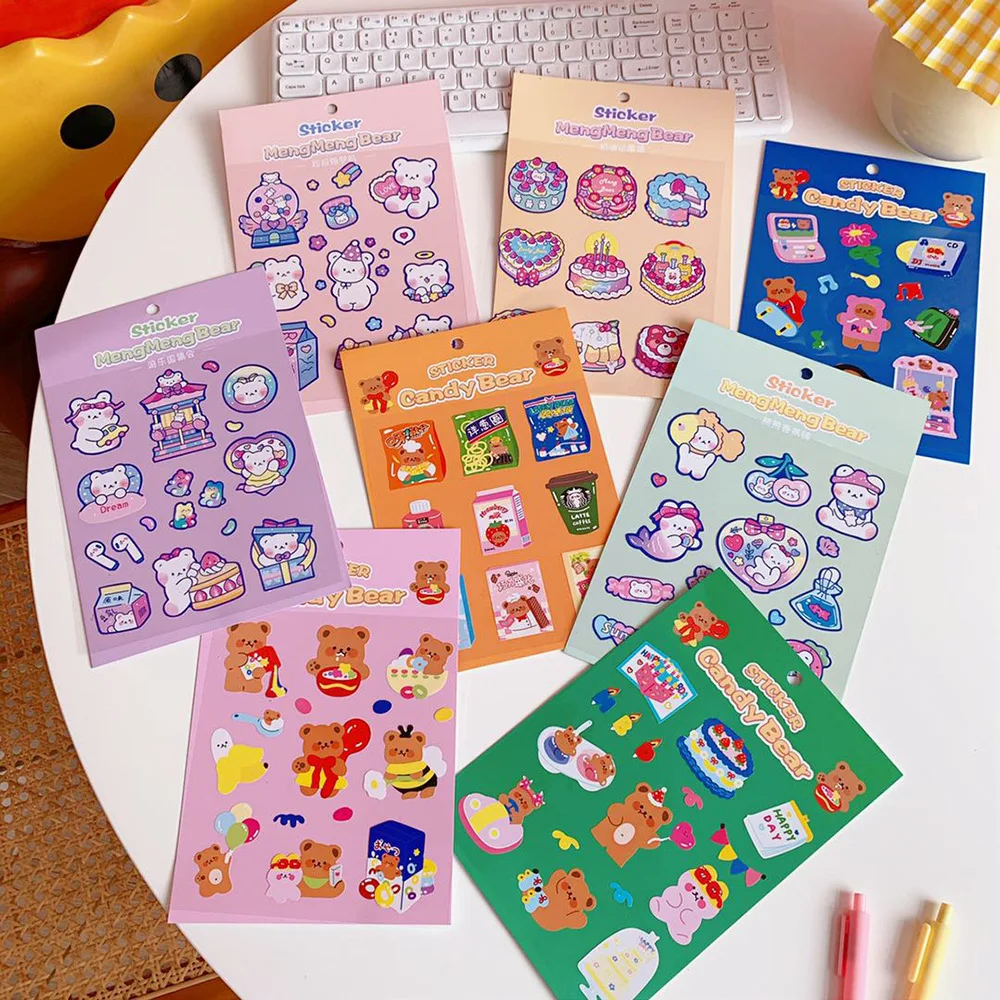 

Cartoon Sweet Cake Bear Cute stickers Sealing Post It Diy Cups Hand Account Mobile Phone Laptop Decorative Sticker Stationery