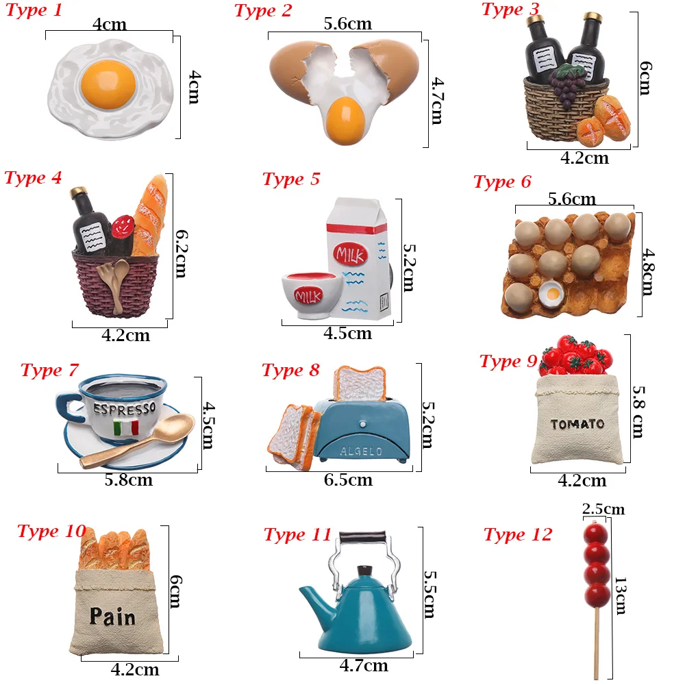 12 видов магнитов на холодильник в форме мультяшной еды, магнитные наклейки для яичного молока, украшение на холодильник, белая доска, аксессуары, кухонные инструменты
